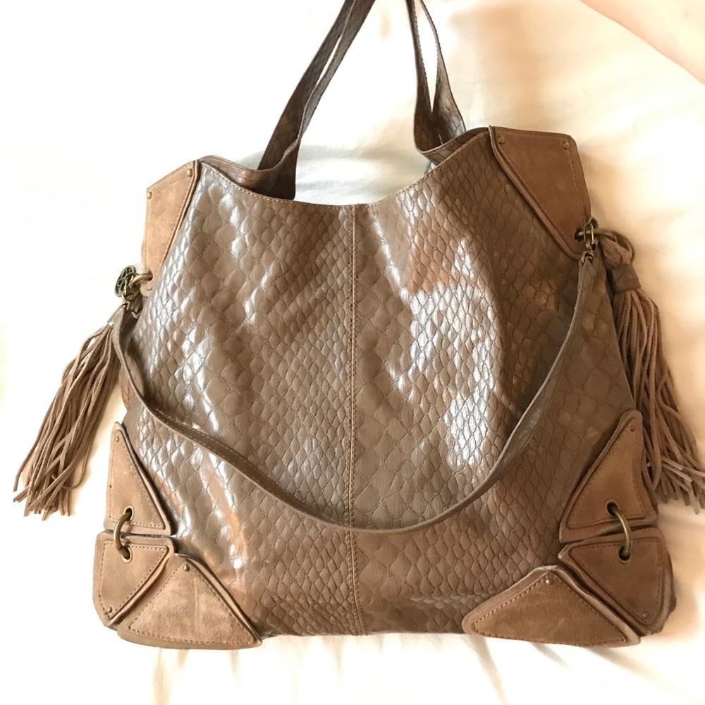Jessica Simpson tote in faux snake skin