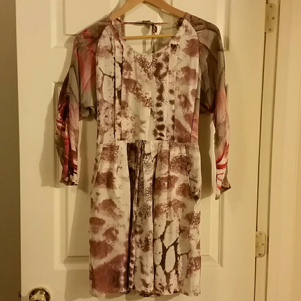 Multicolor silk dress with low back