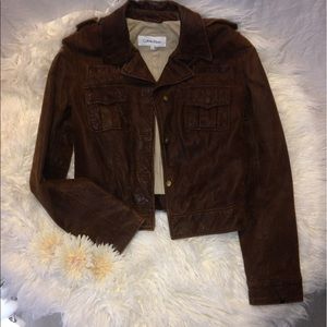 Calvin Klein 100% Brown Leather Jacket