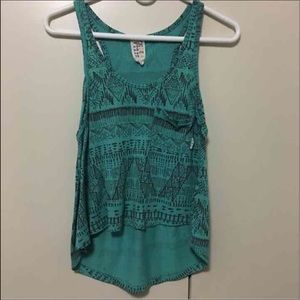 Aqua blue tribal print top