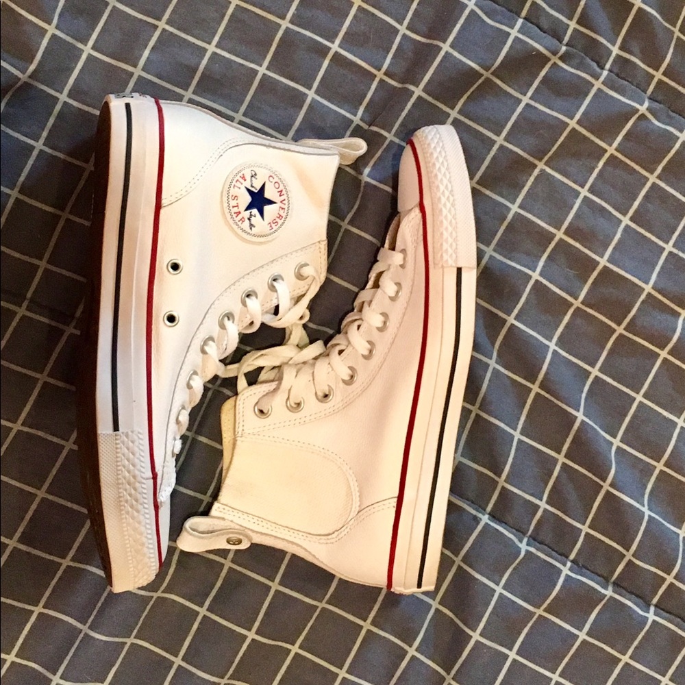 High Top White Leather Converse
