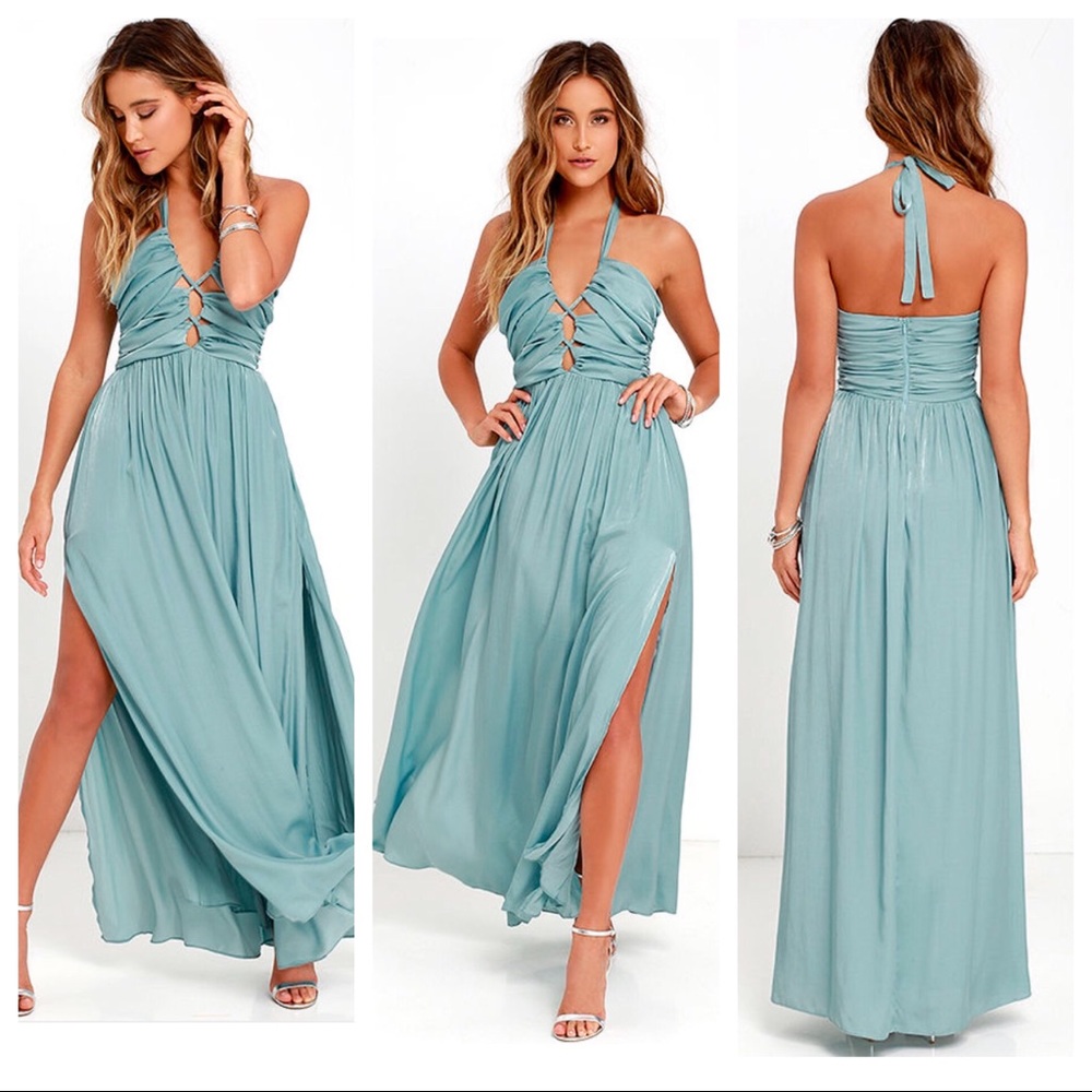 Cross-Cross Front, Blue Maxi Gown