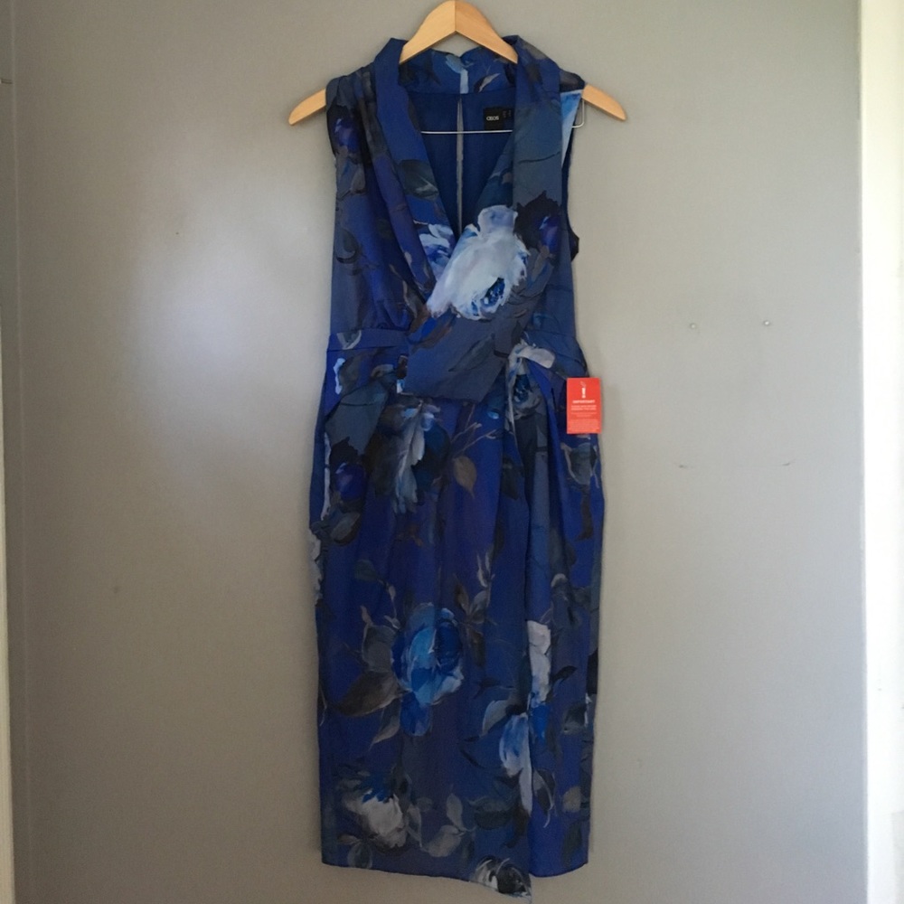 Blue Rose Pattern Asos Dress NWT