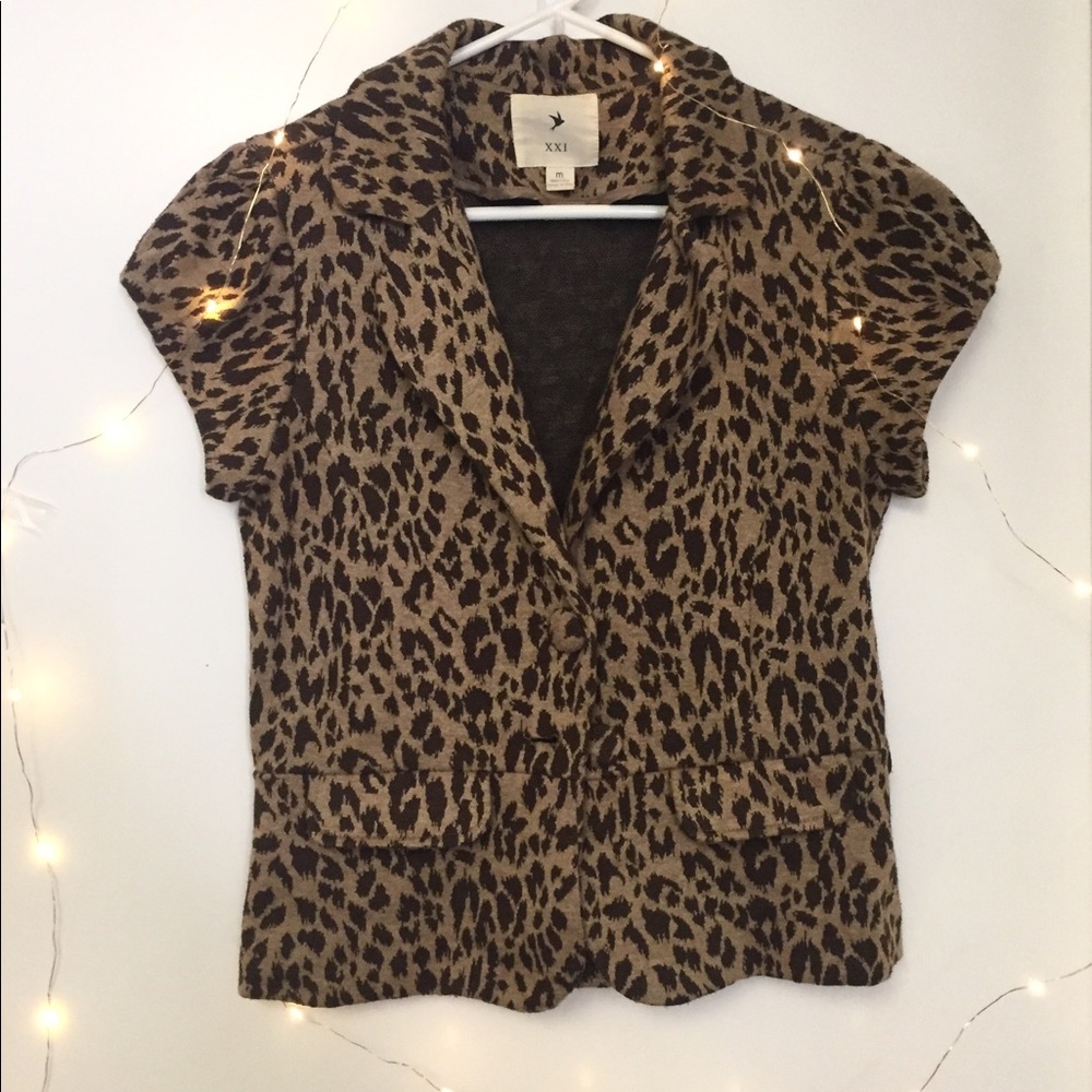 Leopard crop blazer
