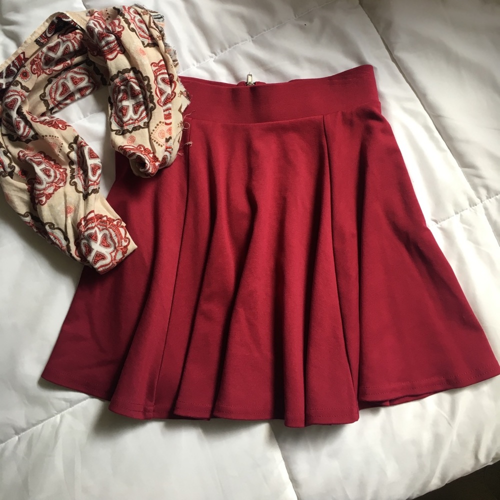 TRADED💕Maroon Skater girl pleated Mini Skirt!