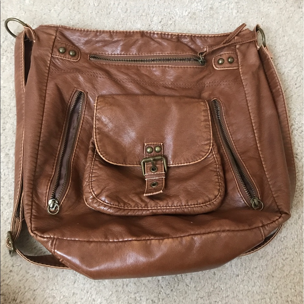Brown faux leather bag