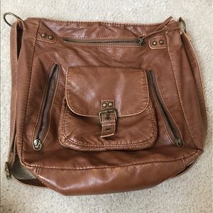 Brown faux leather bag