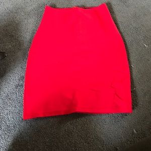 Red pencil mini skirt