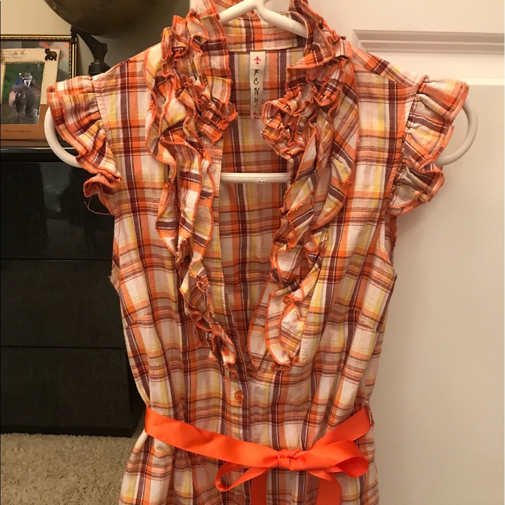 Orange plaid top