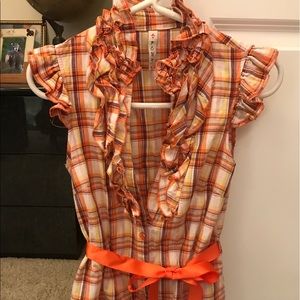 Orange plaid top