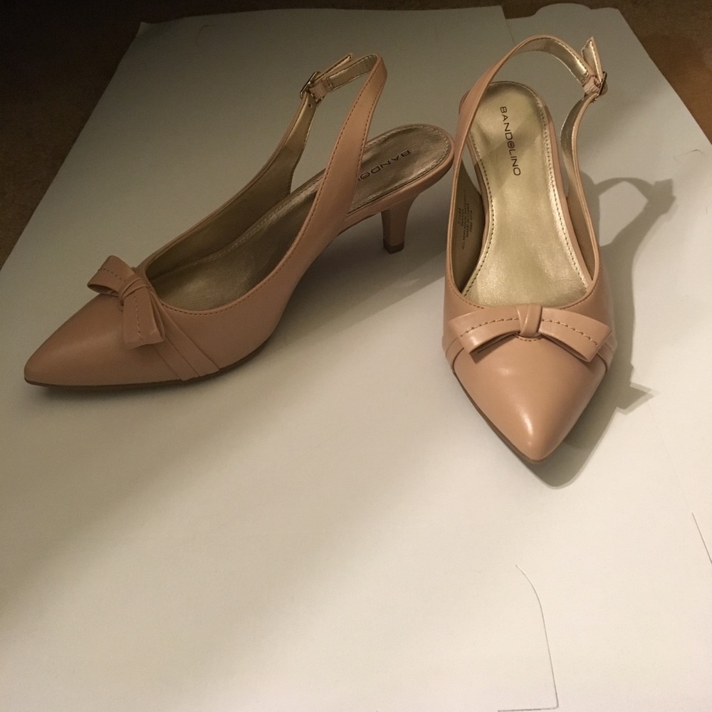 Nude kitten heel sling backs