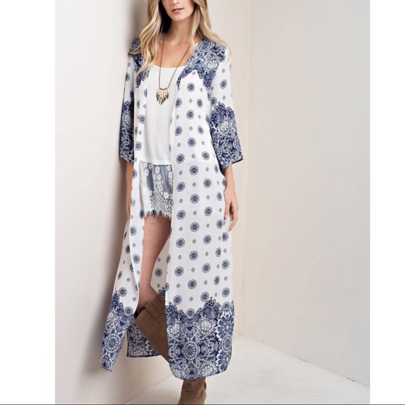 BETH Long Light Cardi - WHITE mix - Picture 2 of 6