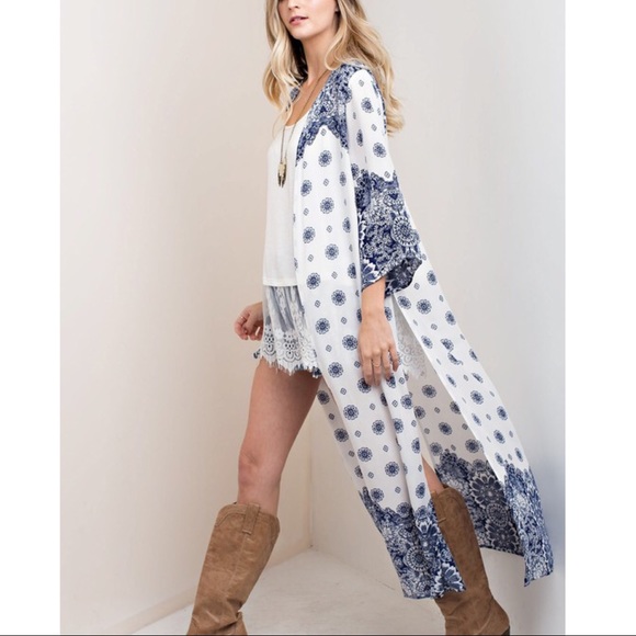 BETH Long Light Cardi - WHITE mix - Picture 4 of 6