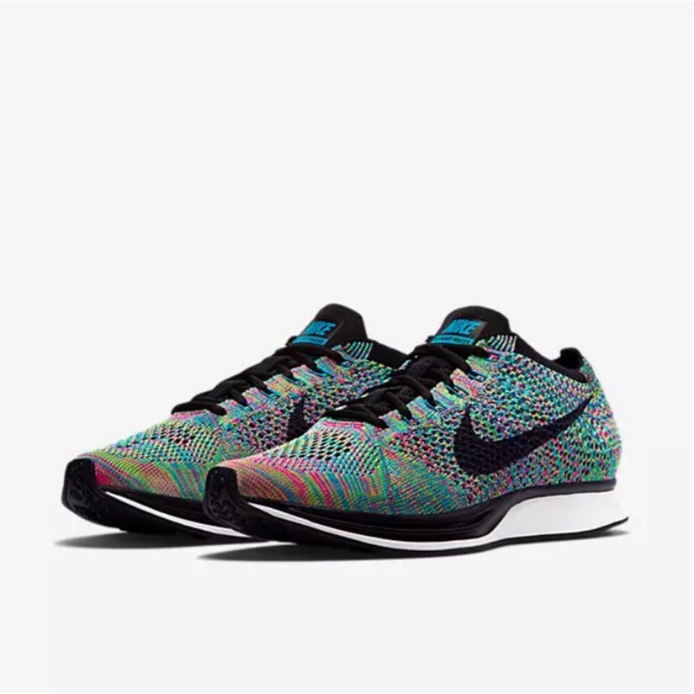 Nike Flyknit Racer, Rainbow Multicolor, 6.5 Women