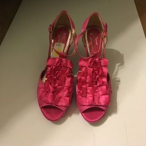 Hot pink ruffle heel