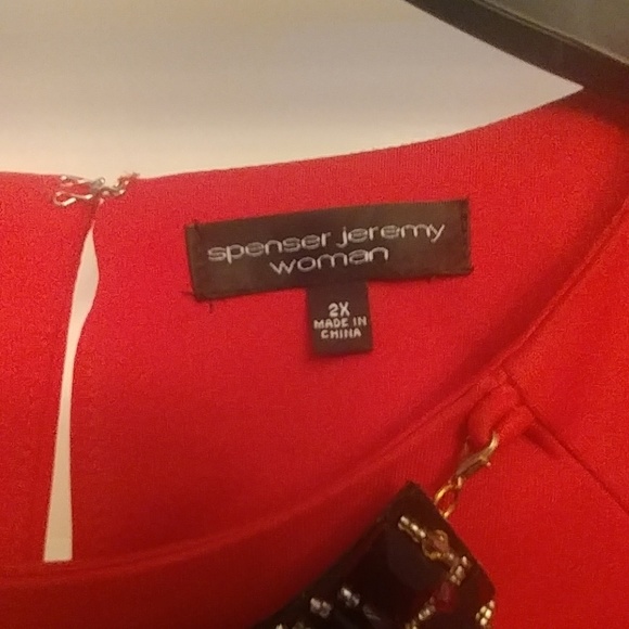 Plus size Cap Sleeve Red Dress 2x - Picture 4 of 7