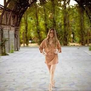 Tan Shirt Dress