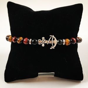 Men or women tiger eye onyx anchor bracelet