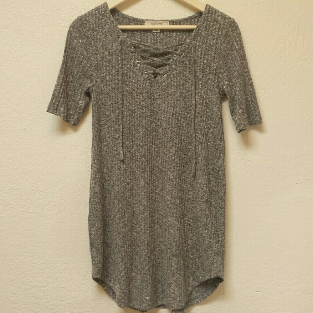 NWOT Adam Levine Knit Henley Lace Up Mini Dress
