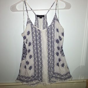 Navy and White Print Racerback Tank