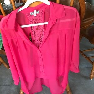 *NWOT* Button Down with Open, Lace Back Detail