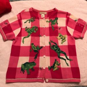 Appliqué jumping frog sweater super preppy