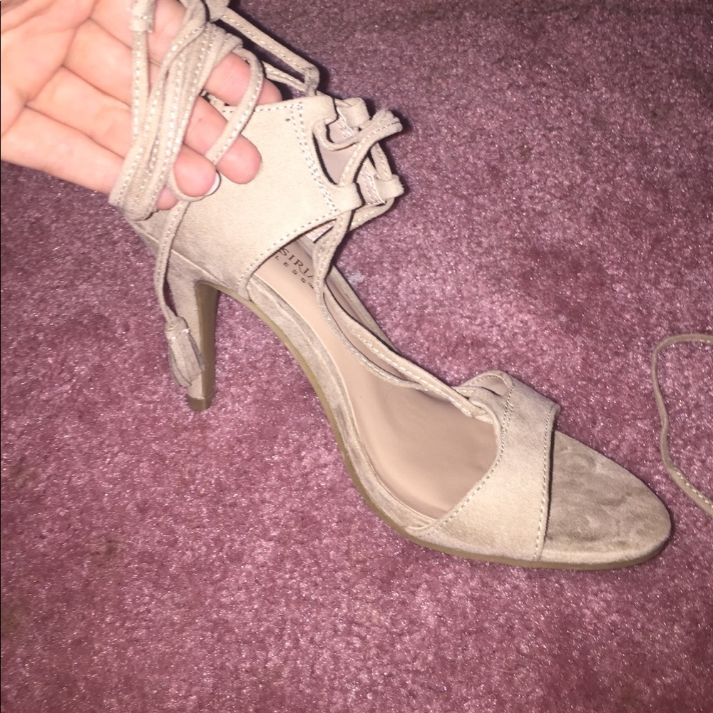 Tan lace up heels