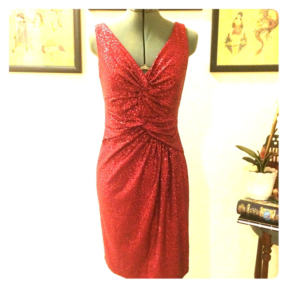 Red sequin wiggle dress
