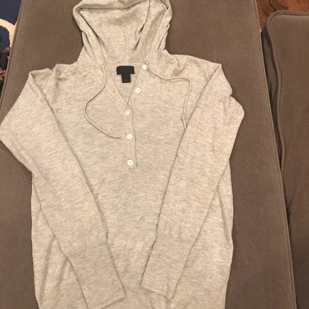 Light gray hooded jcrew sweater