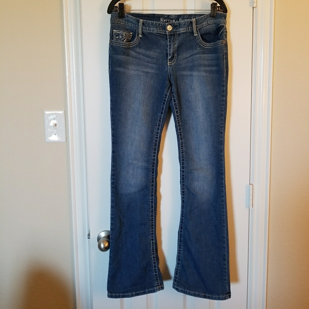Rhythm Blues Skinny Boot Cut Bling Jeans.