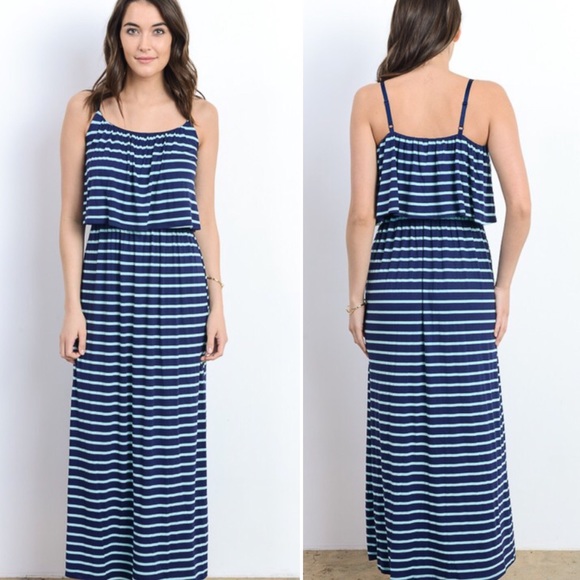 ❗️Last 1! Medium Navy Teal striped Maxi - Picture 4 of 4