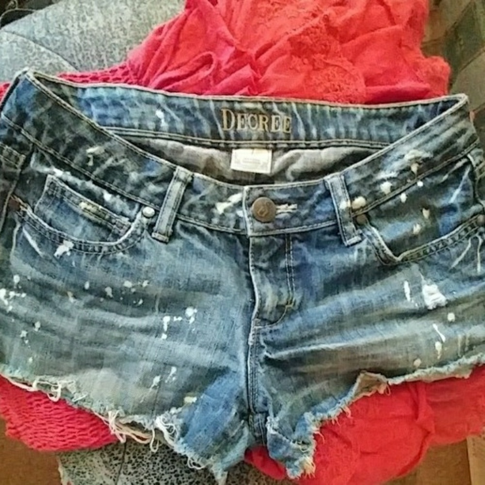 Paint Splatter Distressed Denim short Shorts