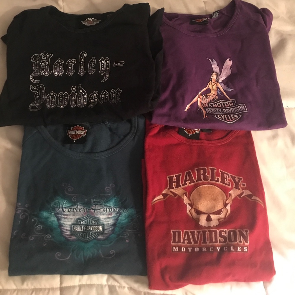 Four Harley Davidson t-shirts