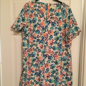 Neon flower shift dress