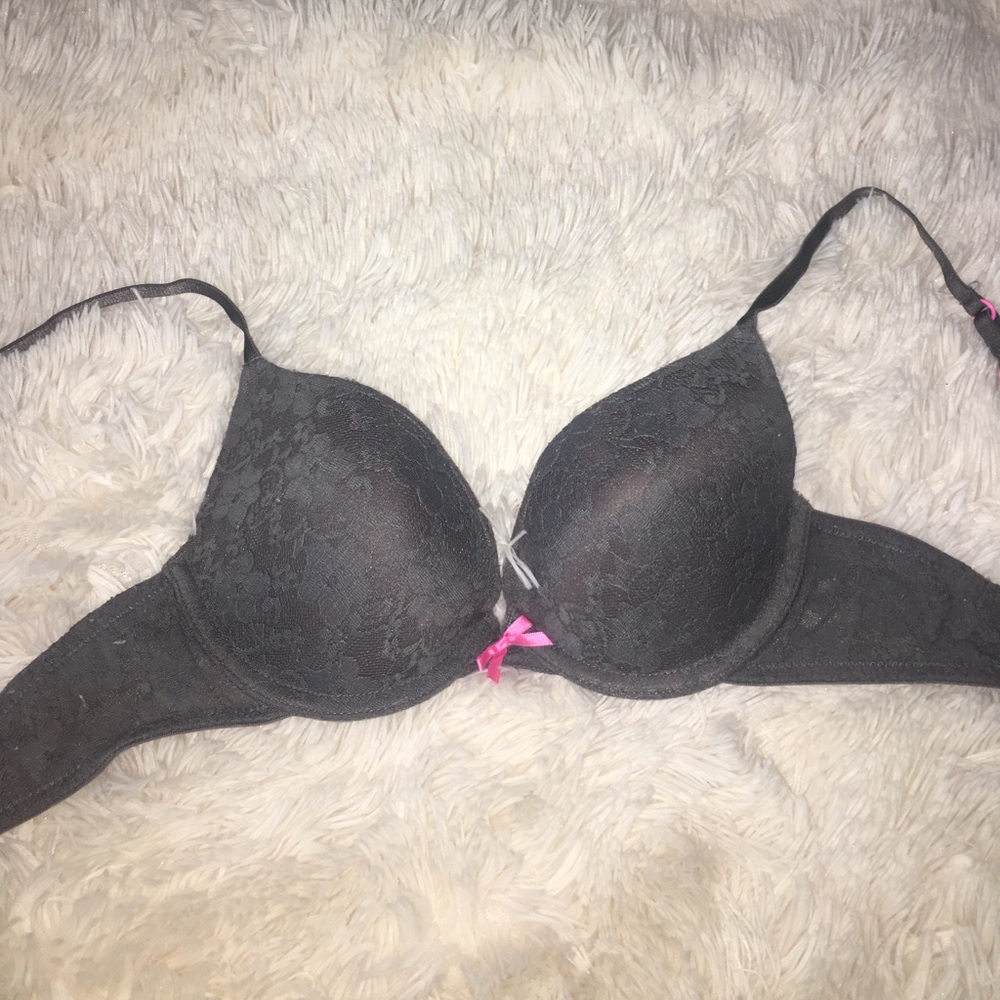 Grey Lace Lightly Pushed Up Bra