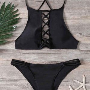 Zaful Black Crisscross Bikini