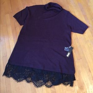 NWT knit tunic with lace bottom