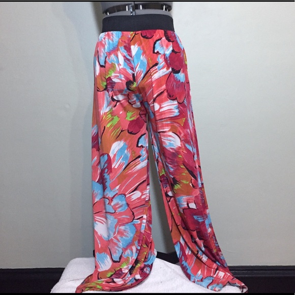 Bold Floral Palazzo Pants OSFM or S M see below - Picture 4 of 5