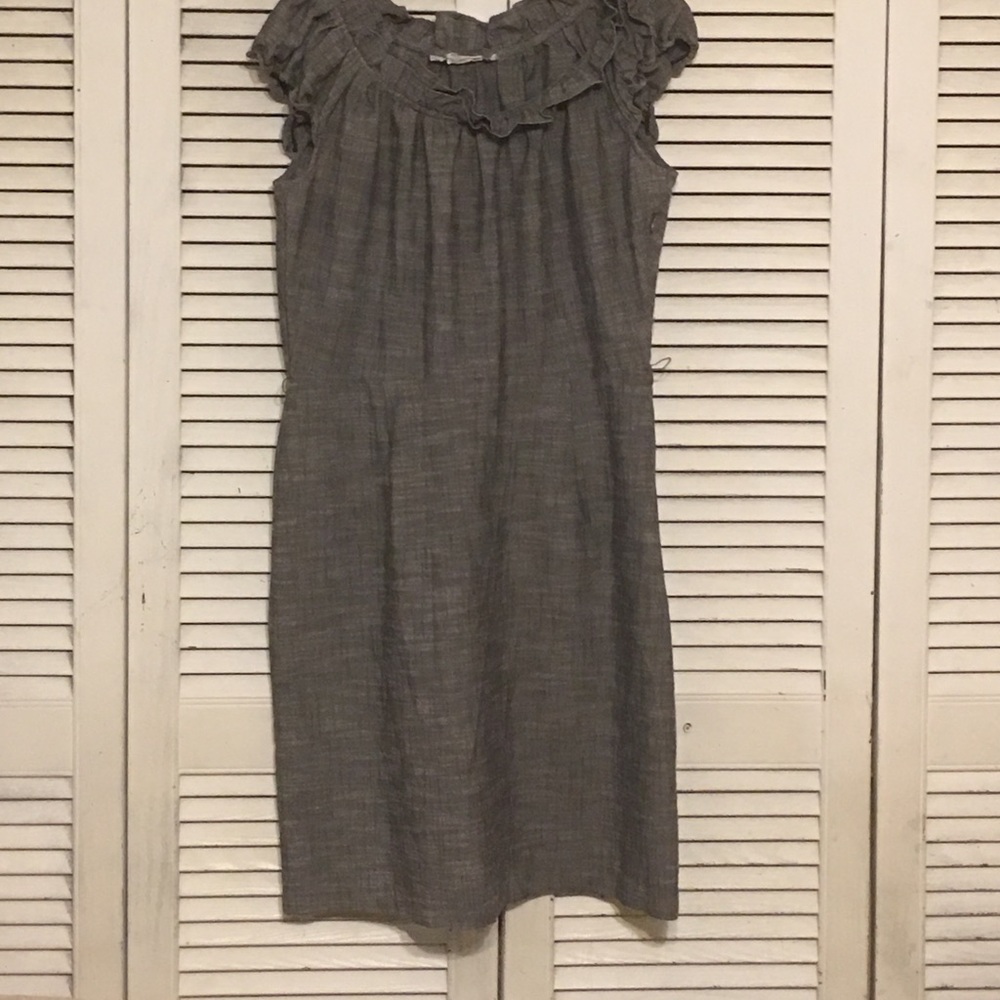 Grey ruffle neck dress