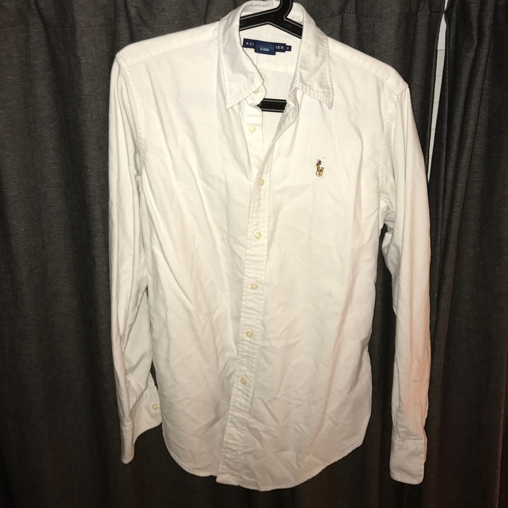 Classic Fit White Button Down Polo