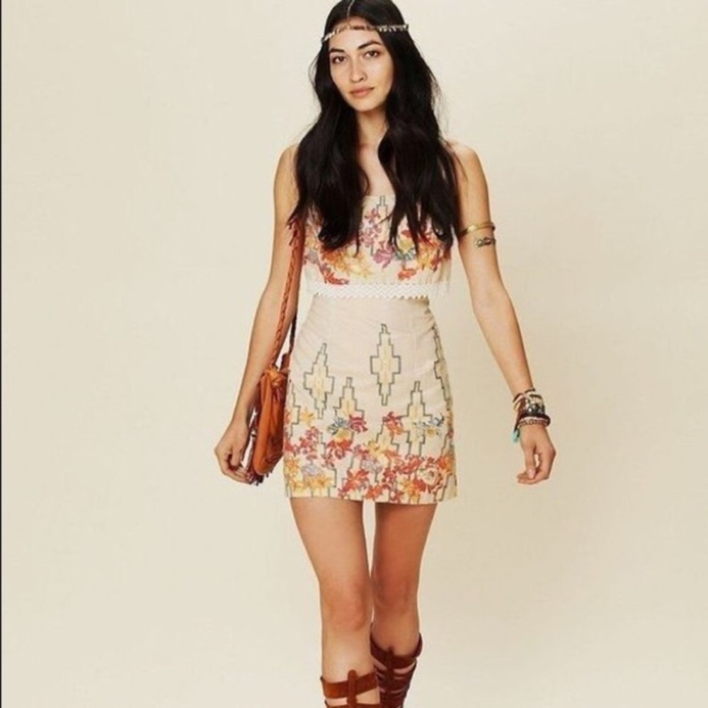 NWT Free People floral crochet mini dress