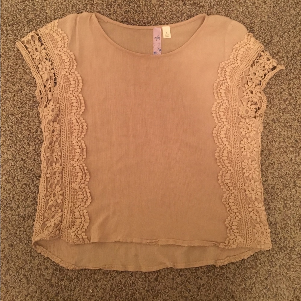 Francesca's Size S tan lace top