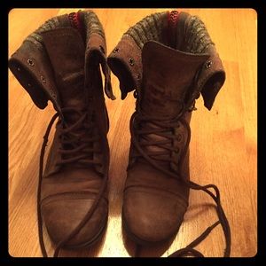 Brown, lace up combat boots
