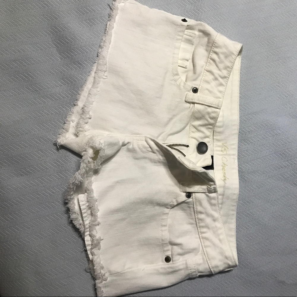 White denim cut-off shorts