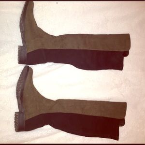 Green and black over the knee boots