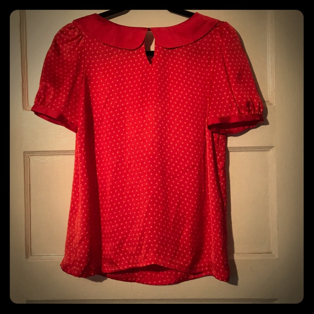 Peter Pan collar polka dot blouse