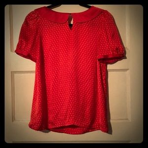 Peter Pan collar polka dot blouse