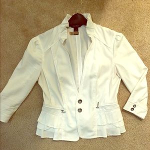 WHBM White stretch cotton blazer