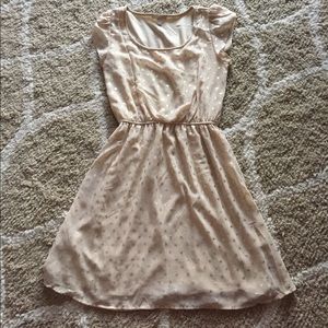 GB Cream And Gold Polka Dot Dress
