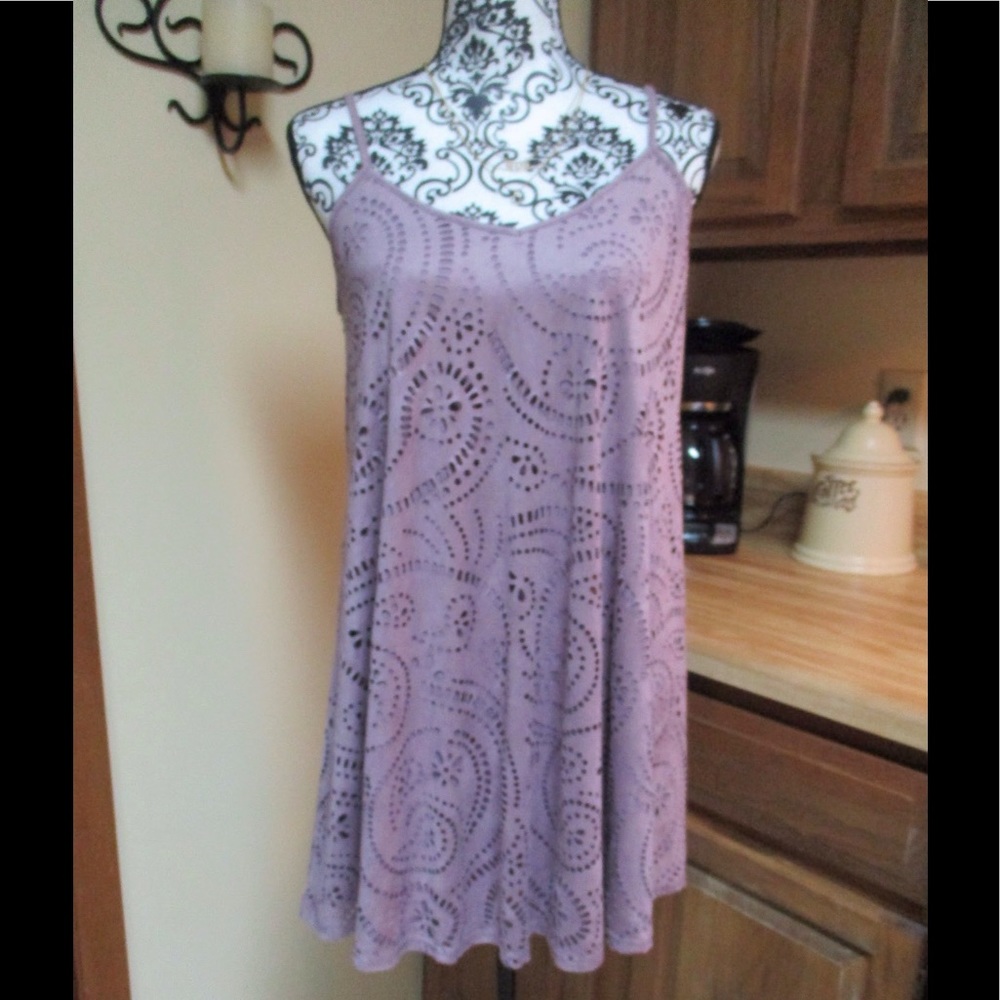 Sold Living Doll Lavender Faux Suede Dress - Picture 2 of 4